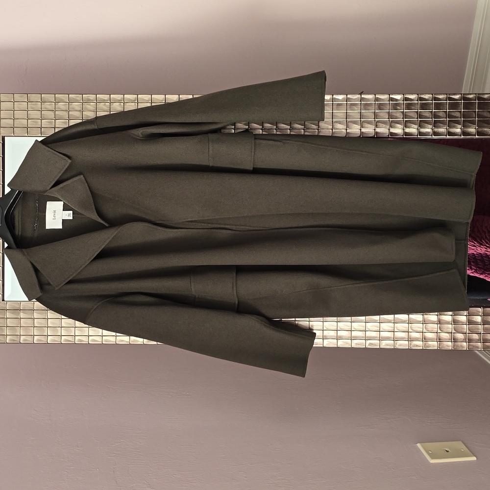 Lewit Wool & Cashmere Double Face Coat - Olive Green - S